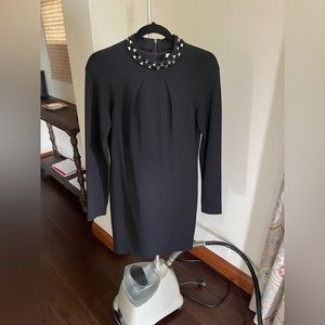 Trina Turk Black Studded Neck Cocktail Dress